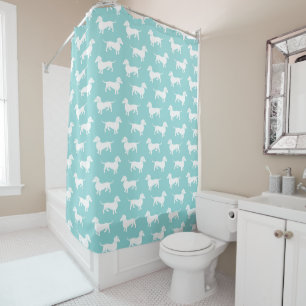 Dachshund Pattern Aqua or Any Colour You Choose Shower Curtain