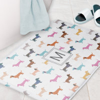 Dachshund Pattern Colourful Sausage Dogs Monogram