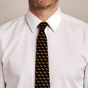 Dachshund Pattern Cute Wiener Dog Print Black Tie