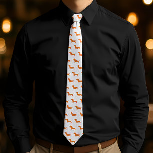 Dachshund Pattern Cute Wiener Dog Print Tie