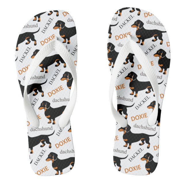 Dachshund Pattern Thongs (Footbed)