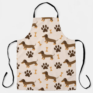 Dachshund Pattern: Vintage Print Design Apron