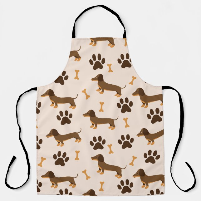 Dachshund Pattern: Vintage Print Design Apron (Front)