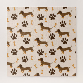 Dachshund Pattern: Vintage Print Design Jigsaw Puzzle