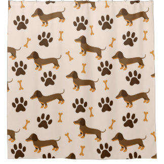 Dachshund Pattern: Vintage Print Design Shower Curtain