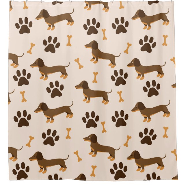Dachshund Pattern: Vintage Print Design Shower Curtain (Front)