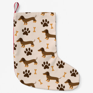 Dachshund Pattern: Vintage Print Design Small Christmas Stocking