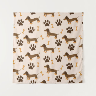 Dachshund Pattern: Vintage Print Design Tapestry