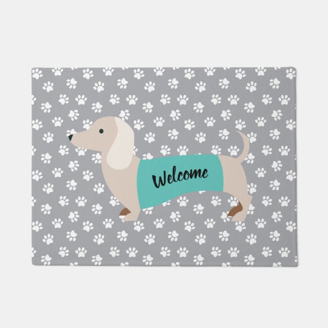 Dachshund Paw Print Doormat (Front)
