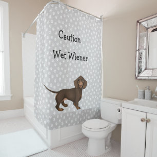 Dachshund Paw Print Shower Curtain