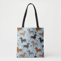 Dachshund Paws and Bones Pattern Blue