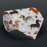 Dachshund Paws and Bones Pattern Grey Tie<br><div class="desc">Dachshund Paws and Bones Pattern Grey</div>