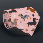 Dachshund Paws and Bones Pattern Pink Tie<br><div class="desc">Dachshund Paws and Bones Pattern Pink</div>