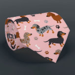 Dachshund Paws and Bones Pattern Pink Tie<br><div class="desc">Dachshund Paws and Bones Pattern Pink</div>