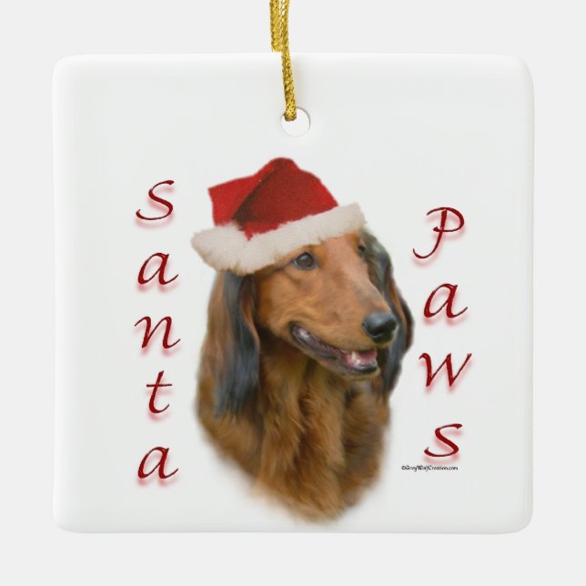 Dachshund Paws - Longhair Ceramic Ornament (Front)