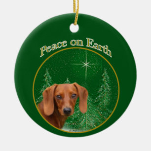 Dachshund Peace Ceramic Ornament