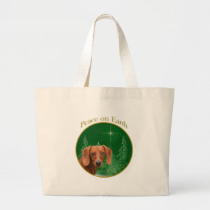 Dachshund Peace on Earth Large Tote Bag