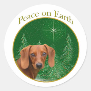 Dachshund Peace on Earth - Sticker