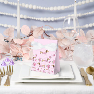Dachshund & Peonies Floral Pink Wedding  Favour Box