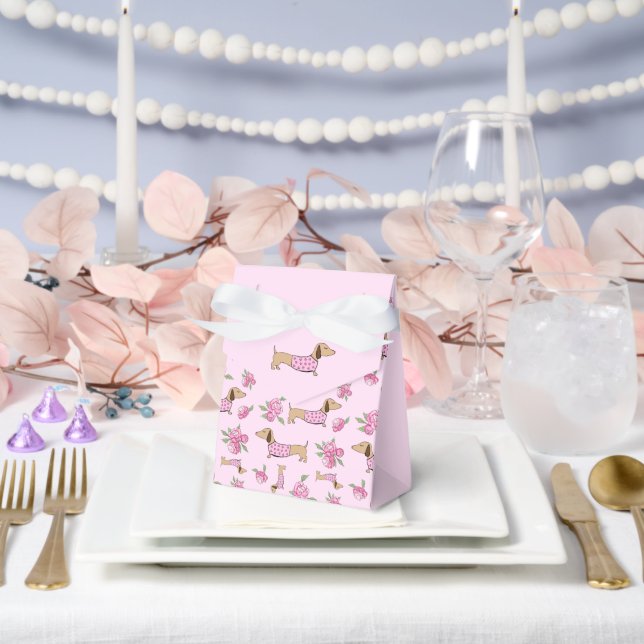 Dachshund & Peonies Floral Pink Wedding  Favour Box (Wedding)
