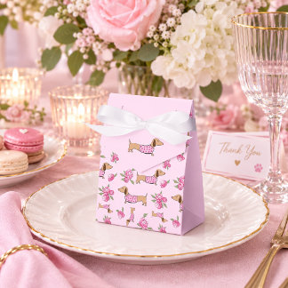 Dachshund & Peonies Floral Pink Wedding  Favour Box