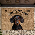 Dachshund Personalised Pet Doormat<br><div class="desc">Introducing our delightful Coir Doormat featuring an adorable Dachshund, ready to welcome you and all your furry friends with open paws! Crafted with love and attention to detail, this doormat is not just a functional addition to your doorstep but also a whimsical statement piece that will bring a smile to...</div>
