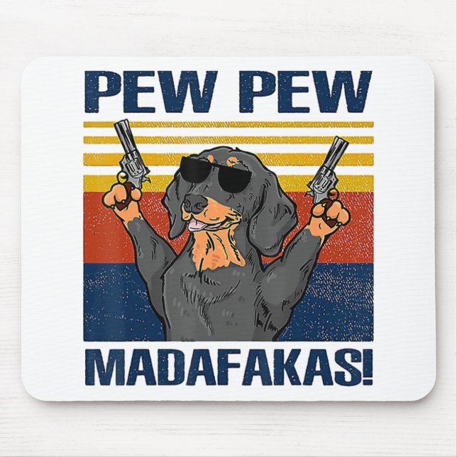 Dachshund Pew Pew Vintage Mouse Pad (Front)