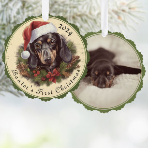 Dachshund Photo Christmas Paper Ornament Card