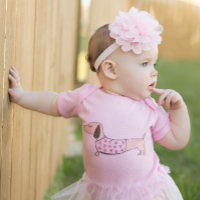 Dachshund Pink Heart One Piece Outfit for Baby