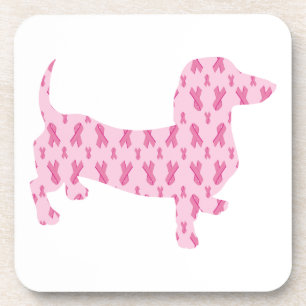 Dachshund Pink Ribbon for Cancer Coaster