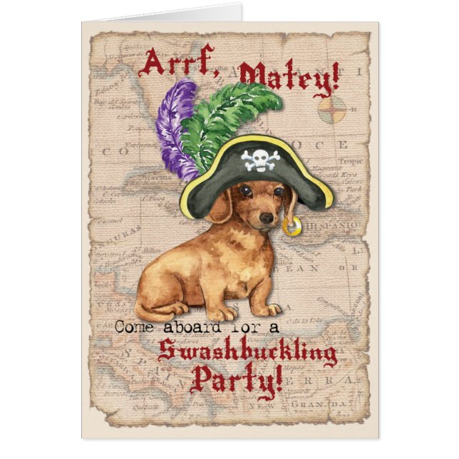 Dachshund Pirate Invitation (Front)