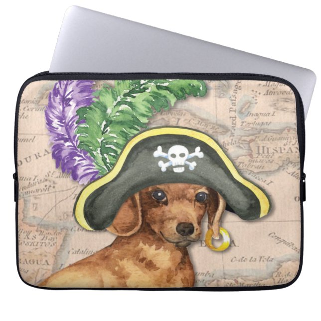 Dachshund Pirate Laptop Sleeve (Front)