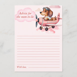 Dachshund Plane Baby Shower Advice for Mum-to be Enclosure Card