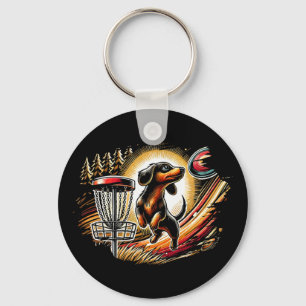 Dachshund Playing Disc Golf Sports Frolfer Athlete Key Ring