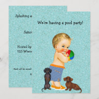 Dachshund Pool Party Invitation