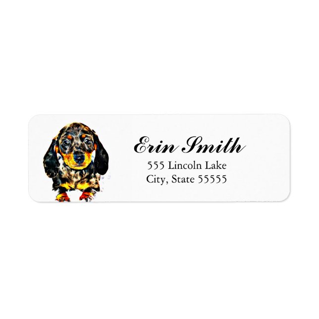 Dachshund Pop Art Puppy Return Address Label (Front)