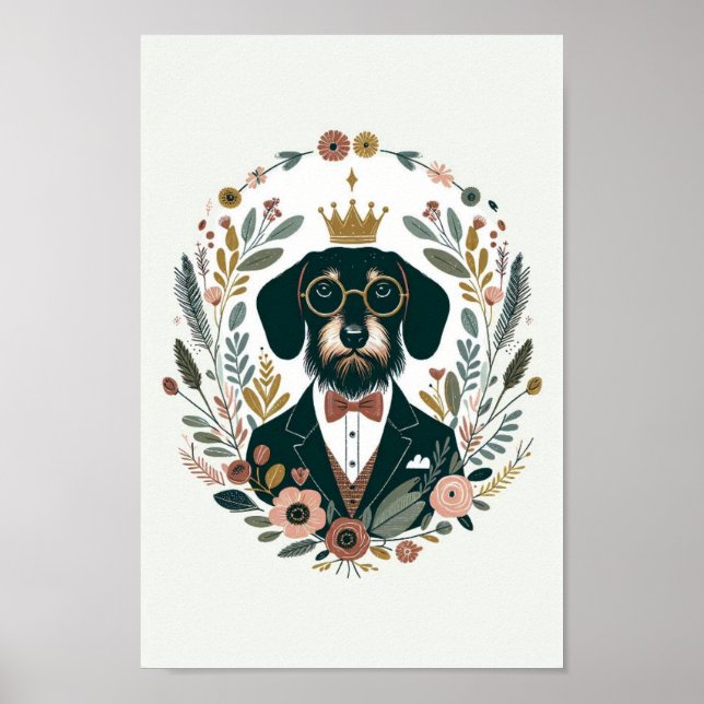 Dachshund Portrait Folk Art Poster (Front)