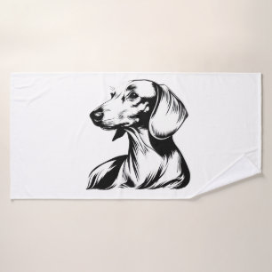 Dachshund Portrait – Minimal Dog Line Art Bath Towel
