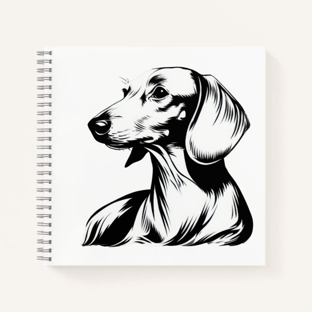 Dachshund Portrait – Minimal Dog Line Art Notebook (Front)