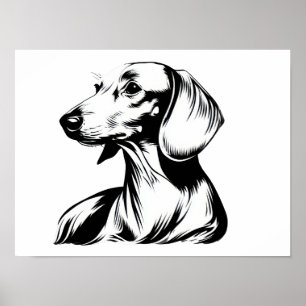 Dachshund Portrait – Minimal Dog Line Art Poster
