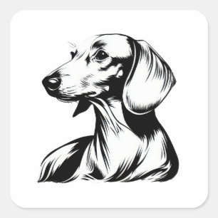 Dachshund Portrait – Minimal Dog Line Art Square Sticker