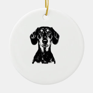 Dachshund Portrait  Minimalist Apparel Ceramic Ornament
