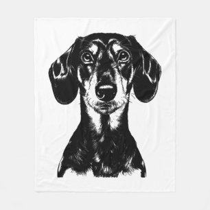Dachshund Portrait  Minimalist Apparel Fleece Blanket