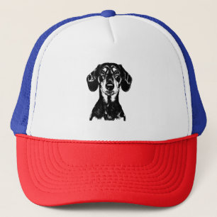 Dachshund Portrait  Minimalist Apparel  Trucker Hat