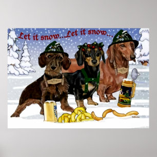 Dachshund poster christmas