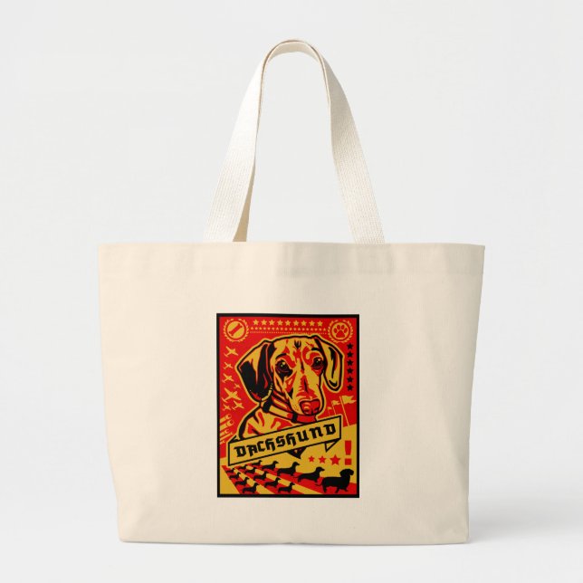 Dachshund Propaganda Large Tote Bag (Front)