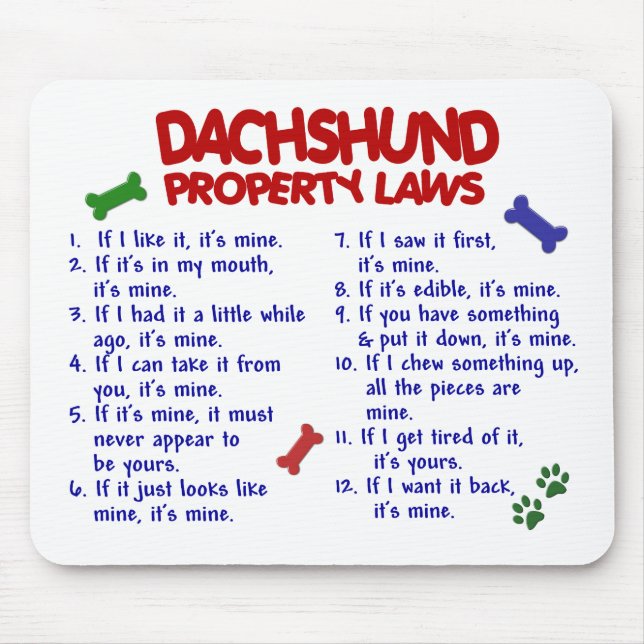 Dachshund Property Laws 2 Mouse Pad (Front)