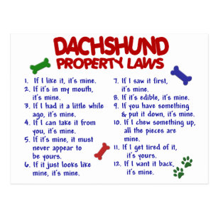 Dachshund Property Laws 2 Postcard