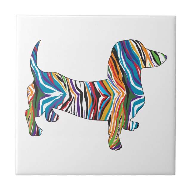 Dachshund - Psychedelic Zbra Doxie Tile (Front)