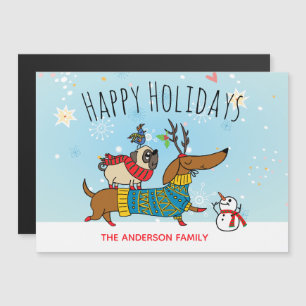 Dachshund, Pug and Bird Magnetic Card